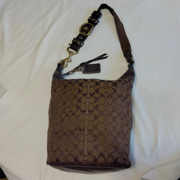Coach Large Signature Logo Bucket Purse Shoulder Bag & Wallet Retro - Picture 2 of 16